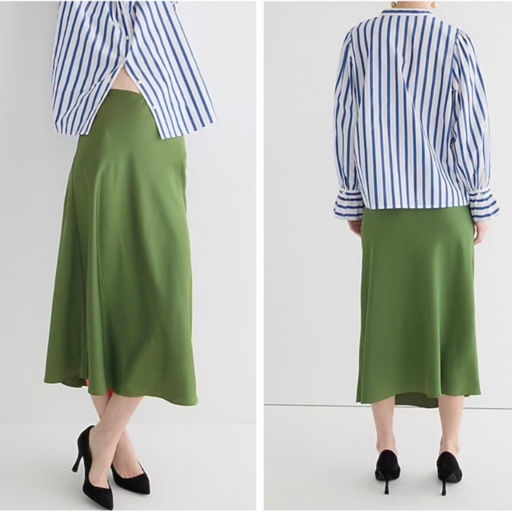 J. Crew Green Midi Skirt
